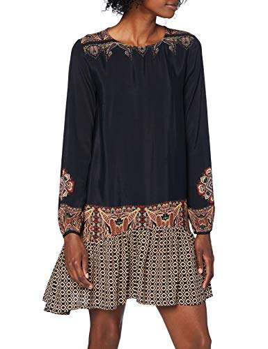 Desigual Vest_Praga Vestido Casual, Negro, L para Mujer