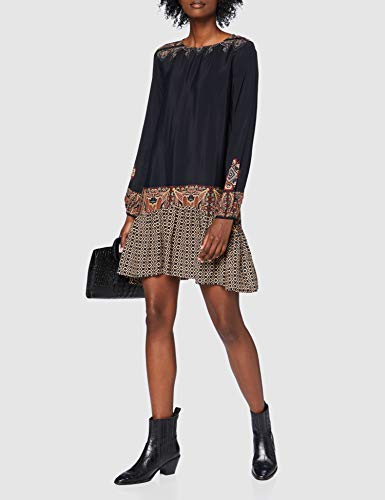 Desigual Vest_Praga Vestido Casual, Negro, L para Mujer