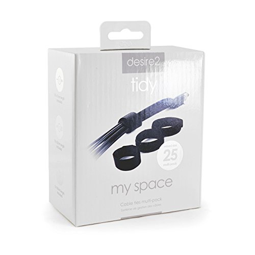 Desire2 Cable Ties Hook & Loop Reusable Cord Fastening Wraps Straps Mixed Size Pack 25 pcs for All TV, PC, iMac, Tablet - Black