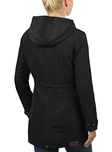 Desires Sakura Parka De Entretiempo Abrigo Chaqueta para Mujer con Capucha, tamaño:XS, Color:Black (9000)