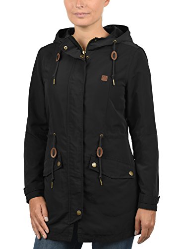 Desires Sakura Parka De Entretiempo Abrigo Chaqueta para Mujer con Capucha, tamaño:XS, Color:Black (9000)