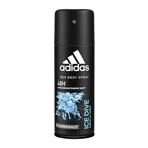 Desodorante Adidas Ice Dive Body Spray – Desodorante en spray revitalizante con 48 horas de protección contra el olor al sudor y con aroma refrescante, paquete de 1 unidad (1 x 96 g)