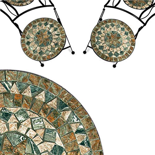 Deuba Set de 2 Sillas Mosaico »Malaga« Asiento de cerámica Plegables 36x45x94cm para balcón jardín terraza Patio