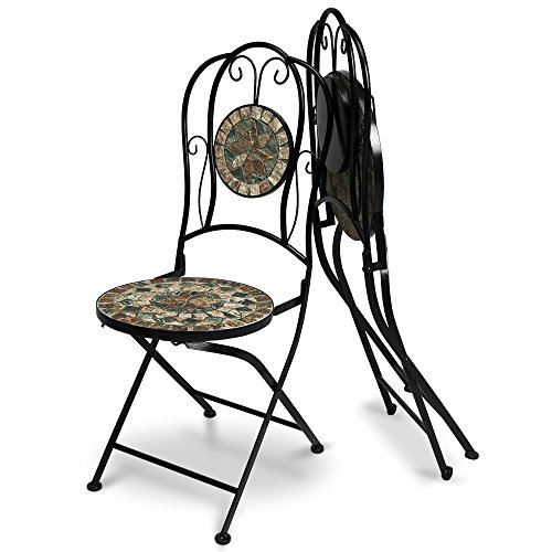 Deuba Set de 2 Sillas Mosaico »Malaga« Asiento de cerámica Plegables 36x45x94cm para balcón jardín terraza Patio