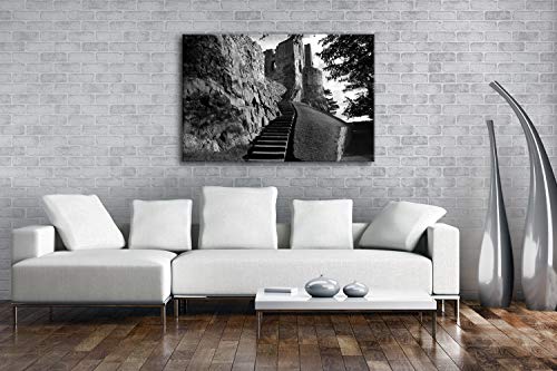 deyoli Históricos Burg Anlage Efecto: Blanco y Negro como Lienzo, diseño Enmarcado en Marco de Madera, impresión Digital Marco, no es un póster o Cartel, 80x60