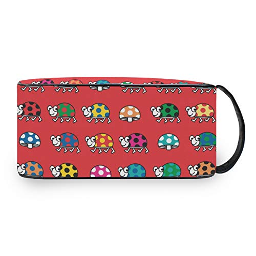 DEZIRO - Neceser portátil de viaje con diseño de mariquita, impermeable, organizador de maquillaje, bolsa de cosméticos para mujeres y niñas