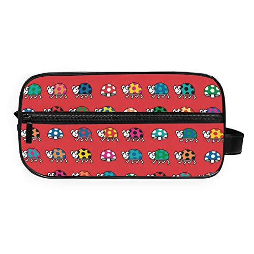 DEZIRO - Neceser portátil de viaje con diseño de mariquita, impermeable, organizador de maquillaje, bolsa de cosméticos para mujeres y niñas