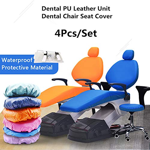 D&F 4 Piezas/Juego Funda Protectora Impermeable elástica PU Cuero Dental Cubierta del Asiento de la Silla Reposacabezas Respaldo Protector Equipo de Dentista,Gris