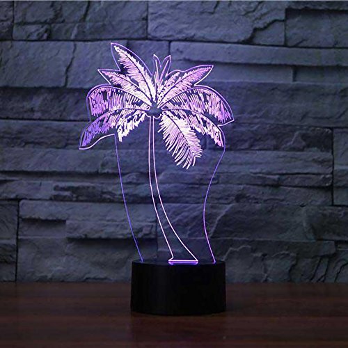 DFDLNL LED Palm Tree Modeling NightLight USB 3D Lámpara de Mesa Moda Dormitorio Luminaria Decoración Mesita de Noche Baby Sleep Light Fixture Regalos para niños