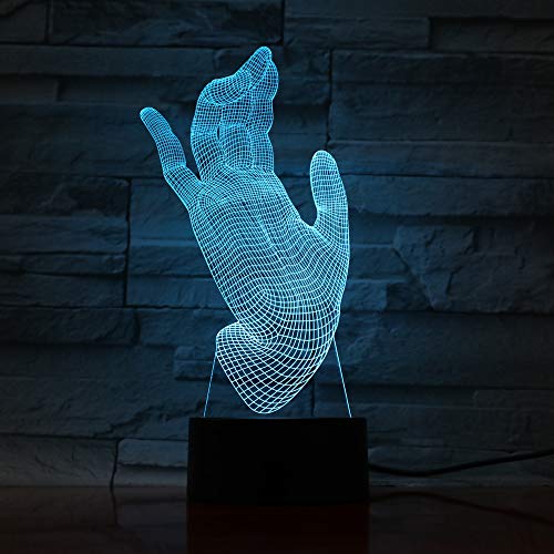 DFDLNL Palm Accesorios 3D lámpara led 7 Colores cambiantes luz Nocturna Arte Escultura iluminación Interruptor táctil luminaria Regalos