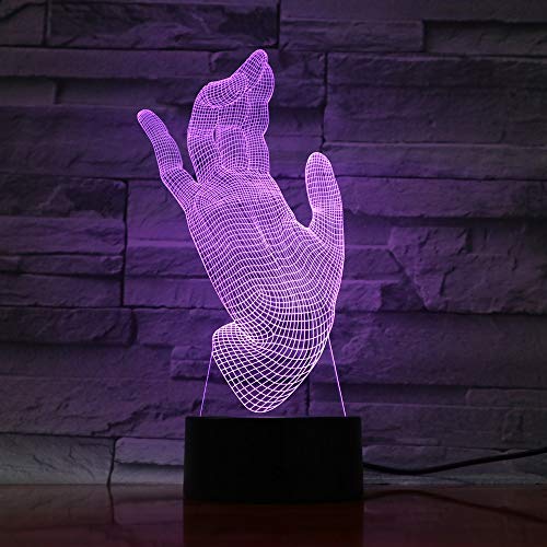 DFDLNL Palm Accesorios 3D lámpara led 7 Colores cambiantes luz Nocturna Arte Escultura iluminación Interruptor táctil luminaria Regalos