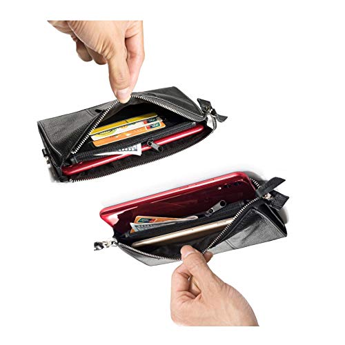 DFV mobile - Genuine Leather Case Handbag for Argos Bush Eluma B1 - Black