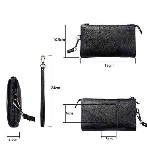 DFV mobile - Genuine Leather Case Handbag for Argos Bush Eluma B1 - Black
