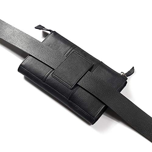 DFV mobile - Genuine Leather Case Handbag for Argos Bush Eluma B1 - Black