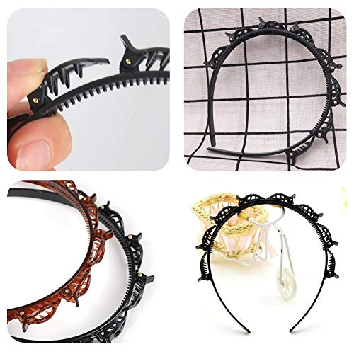 Diadema con pinzas, 4 piezas Horquillas de Peinado con Doble Flequillo Lindo, Horquilla De Peinado De Doble Flequillo, Diadema con Horquilla, Horquilla de peluquería
