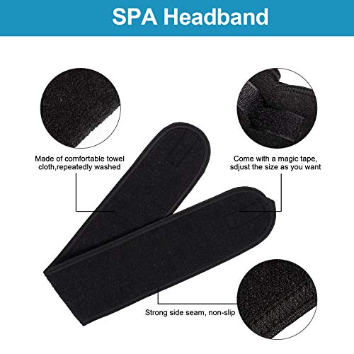 Diadema facial para spa Whaline para maquillaje con cabeza de rizo y toalla ajustable, 3 piezas
