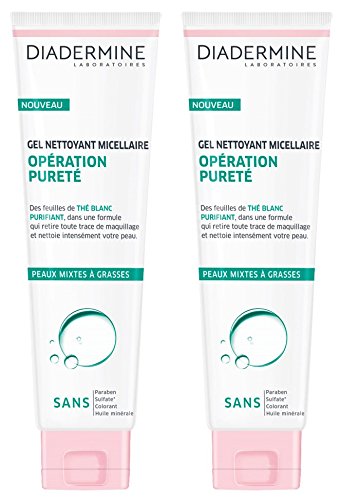 Diadermine – Gel micelar operación Pureza pieles combinadas – Purifiant – té blanco – 150 ml – juego de 2
