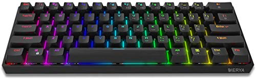 Dierya DK61E 60% Teclado mecánico para Juegos, Teclado PBT con Cable retroiluminado RGB Impermeable Tipo-C Intercambiable en Caliente Compacto 61 Teclas Teclado de computadora (Interruptor Azul)