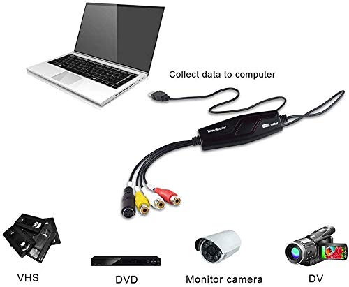 DIGITNOW! Convertidor de captura de vídeo USB, VHS a DVD Digital Grabber Grabador , Capturadora Digitalizadora de vídeo para Mac Windows