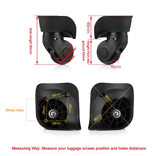 Dilwe Ruedas de Repuesto Maleta 1 Par Ruedas Universales de PVC para Equipaje Maleta Trolley (W041-2 S)