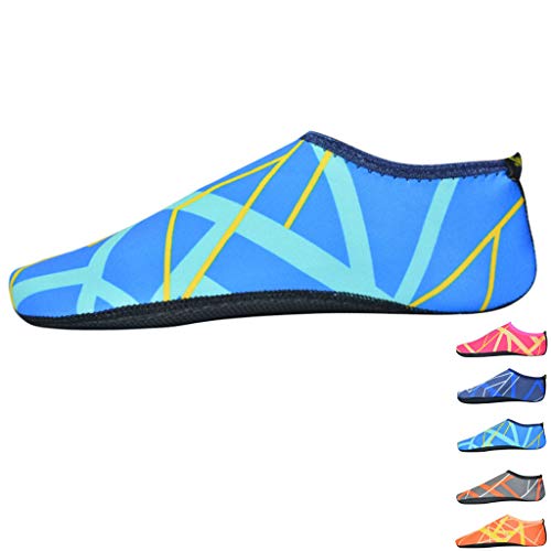 DIMPLEYA Calcetines De Buceo Mujer Hombre Zapatos De Agua Calzado De Secado RáPido Calcetines AcuáTicos Descalzos Zapatos para Nadar Buceo Playa Piscina Surf Yoga,Blue,M36~37EU