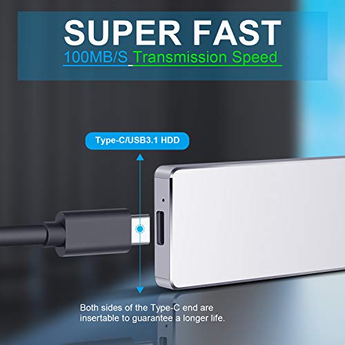 Disco Duro Externo 1 TB, USB-C Disco Duro Externo para PC, Mac, Xbox One, MacBook, Desktop, Laptop, Chromebook.(1TB,Plata)