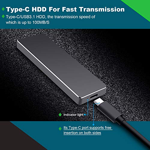 Disco Duro Externo 1tb Type C USB 3.1 Disco Duro Externo para Mac, PC,MacBook, Chromebook, Xbox (1tb, Plata)