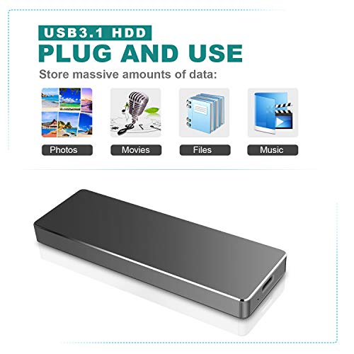 Disco Duro Externo 1tb Type C USB 3.1 Disco Duro Externo para Mac, PC,MacBook, Chromebook, Xbox (1tb, Plata)
