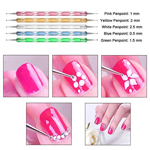 Diseños de Vinilos de Uñas Set, Aikvigss 24 hojas de plantillas de vinilo para uñas, 15pcs Pinceles para Uñas, 5pcs Lápiz de Punto para Uñas, 10pcs Nail Foil Transfer