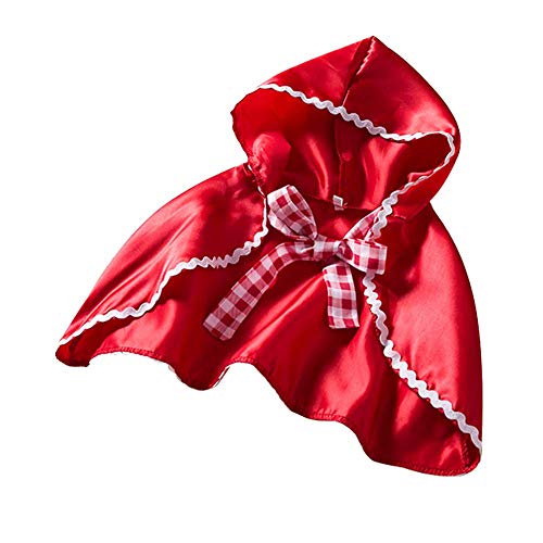 Disfraz de Caperucita Roja FYMNSI para niñas, disfraz de princesa de cuento de hadas, disfraz de carnaval, Halloween, Navidad, cosplay, vestido de tartán rojo con capa con capucha, juego de 2 unidades