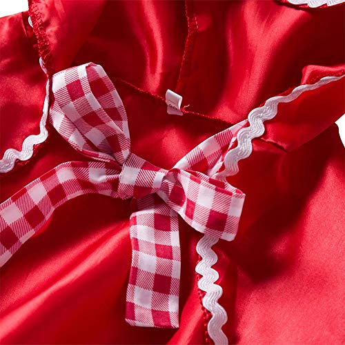 Disfraz de Caperucita Roja FYMNSI para niñas, disfraz de princesa de cuento de hadas, disfraz de carnaval, Halloween, Navidad, cosplay, vestido de tartán rojo con capa con capucha, juego de 2 unidades