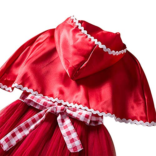 Disfraz de Caperucita Roja FYMNSI para niñas, disfraz de princesa de cuento de hadas, disfraz de carnaval, Halloween, Navidad, cosplay, vestido de tartán rojo con capa con capucha, juego de 2 unidades