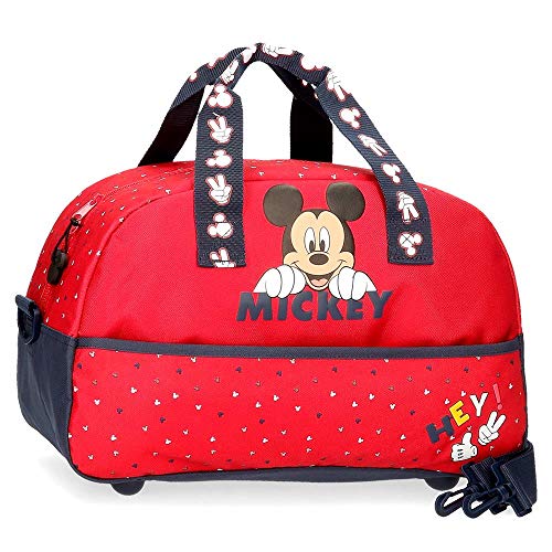 Disney Bolsa de Viaje Happy Mickey 40 cm, Color Rojo