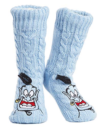Disney Calcetines Antideslizantes Invierno Mujer Con Personajes Stitch Mickey Minnie, Zapatillas de Punto Forro Polar Para Estar Por Casa, Regalos Para Mujeres Chicas (el genio de Aladdin)