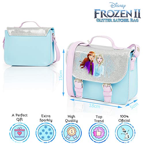 Disney Frozen 2 Bolso Pequeño para Niñas con Elsa y Anna de Reino de Hielo, Accesorios Frozen Niña, Bolso Bandolera Frozen Niña Azul Brillante, Regalos Navidad y Cumpleaños para Niños