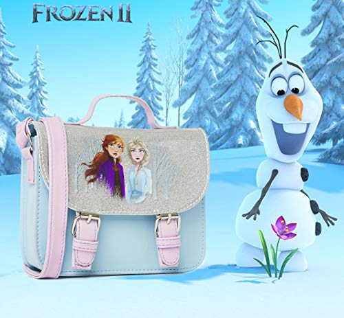 Disney Frozen 2 Bolso Pequeño para Niñas con Elsa y Anna de Reino de Hielo, Accesorios Frozen Niña, Bolso Bandolera Frozen Niña Azul Brillante, Regalos Navidad y Cumpleaños para Niños
