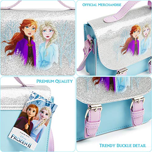 Disney Frozen 2 Bolso Pequeño para Niñas con Elsa y Anna de Reino de Hielo, Accesorios Frozen Niña, Bolso Bandolera Frozen Niña Azul Brillante, Regalos Navidad y Cumpleaños para Niños
