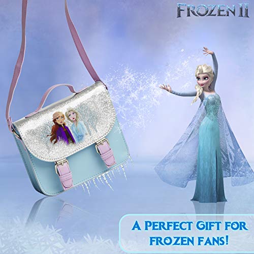 Disney Frozen 2 Bolso Pequeño para Niñas con Elsa y Anna de Reino de Hielo, Accesorios Frozen Niña, Bolso Bandolera Frozen Niña Azul Brillante, Regalos Navidad y Cumpleaños para Niños