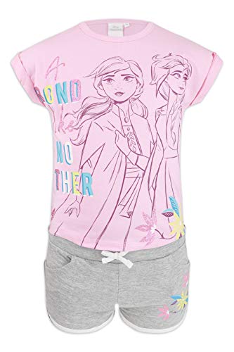 Disney Frozen 2 - Juego de 2 piezas de camiseta de manga corta y pantalón corto para niña - Producto original con licencia oficial 1239 Rosa 4 años