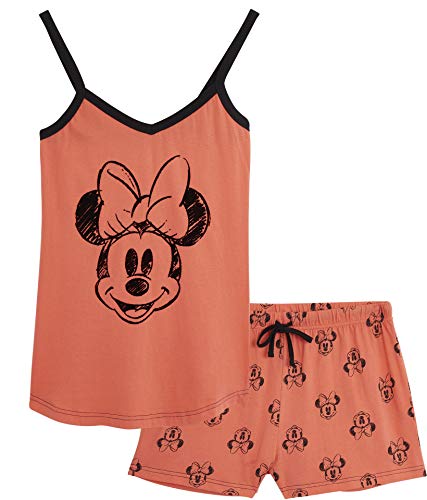 Disney Lounge Wear - Set de pijama para mujer, 100% algodón, Mickey Mouse y Minnie Mouse Rojo rosso M