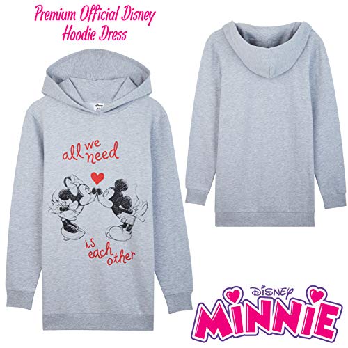 Disney Sudaderas Mujer, Sudaderas Anchas con Personaje Mickey y Minnie Mouse, Vestido Sudadera Mujer con Capucha, Regalos para Mujer y Adolescente Talla S-XL (Gris, S)
