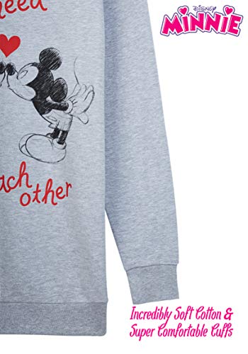 Disney Sudaderas Mujer, Sudaderas Anchas con Personaje Mickey y Minnie Mouse, Vestido Sudadera Mujer con Capucha, Regalos para Mujer y Adolescente Talla S-XL (Gris, S)