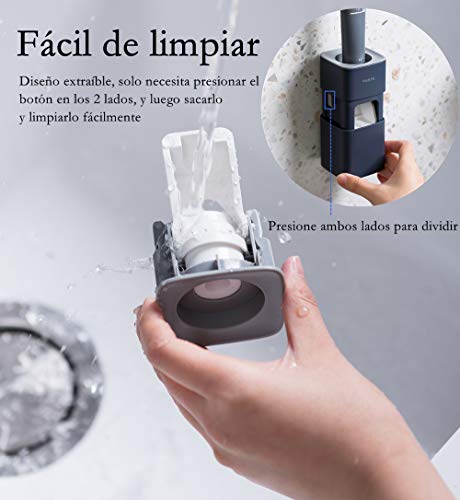 Dispensador de pasta de dientes automático montado en la pared viene con 2 soportes de cepillo de dientes eléctricos, para baño Exprimidor automático de pasta de dientes a prueba de polvo(Azul Oscuro)