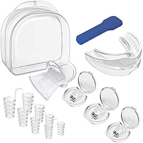 Dispositivos Antirronquidos,DZONH Combinaciones para Detener los Ronquidos Dispositivo Nasal con Tapón de Ronquidos Solución Profesional Contra los Ronquidos con Clips Nasales,Boquilla,Tapón de Lengua