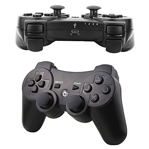 Diswoe Mando Inalámbrico PS3, Bluetooth PS3 Gamepad Controller Doble vibración Sixaxis Mando a Distancia Joystick para Playstation 3 con Cable de Carga USB