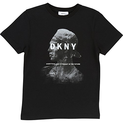 DKNY - Camiseta de Manga Corta - para niño Negro 146-152 cm