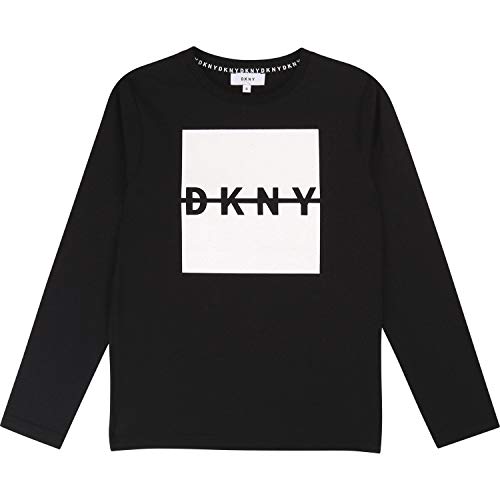 DKNY - Camiseta de Manga Larga para niño con Logotipo en Relieve Negro 170/176 cm