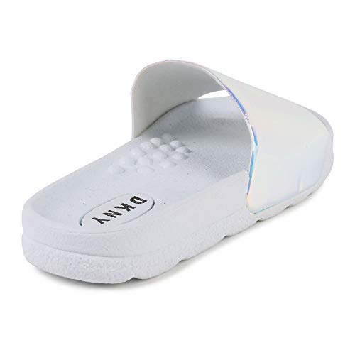 DKNY D39023 - Chanclas de baño para niña (efecto holográfico), color Blanco, talla 37 EU