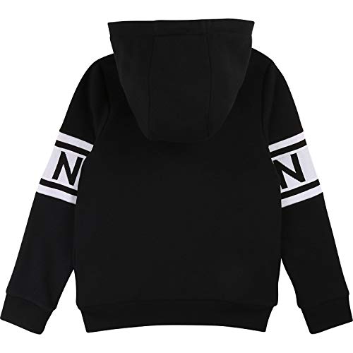 DKNY Kids - Sudadera con detalles de logotipo, color negro negro/blanco 12 años