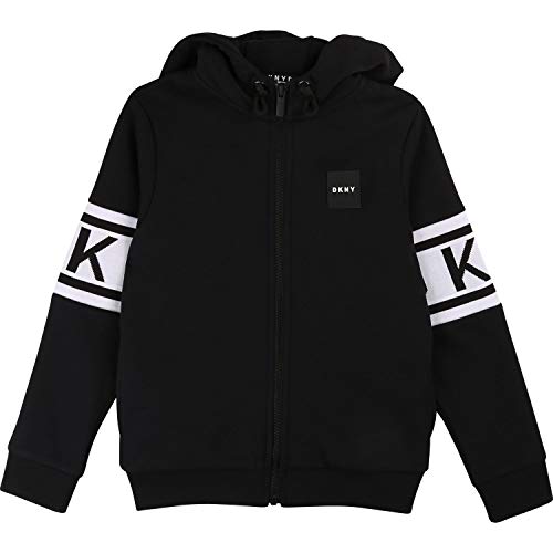 DKNY Kids - Sudadera con detalles de logotipo, color negro negro/blanco 12 años